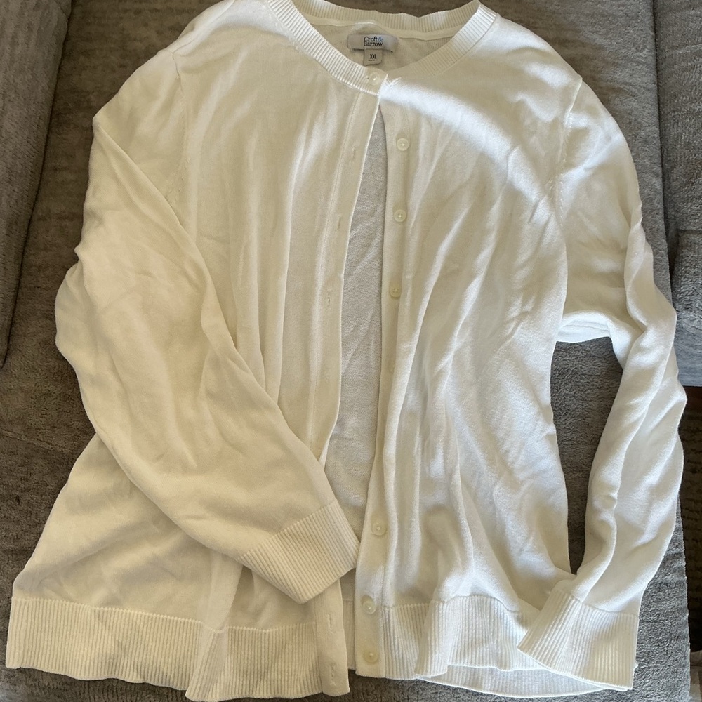 Croft & Barrow Women’s White Button-Front Cardigan Sweater XXL